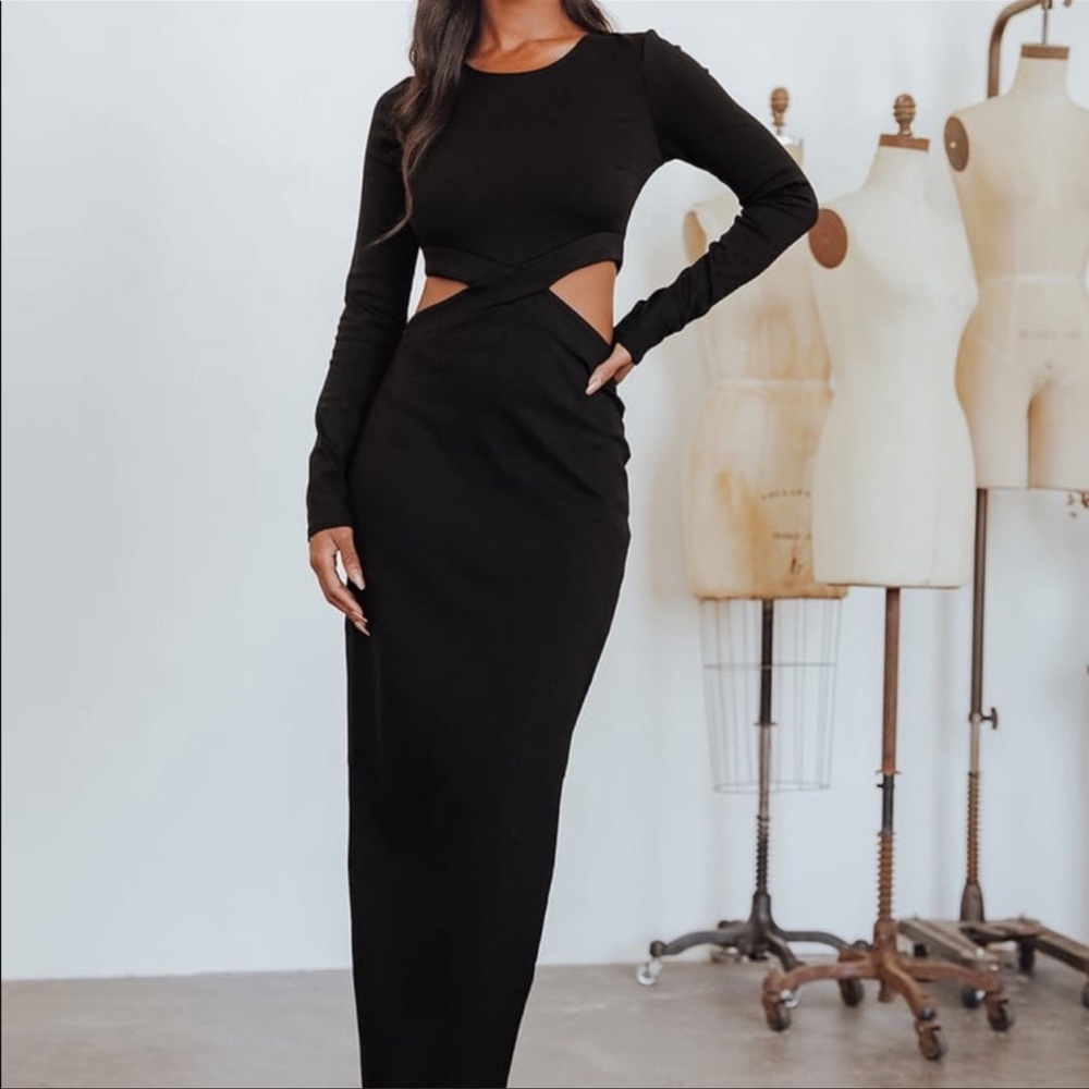 NWT Lulus Black Long Sleeve Cutout Dress